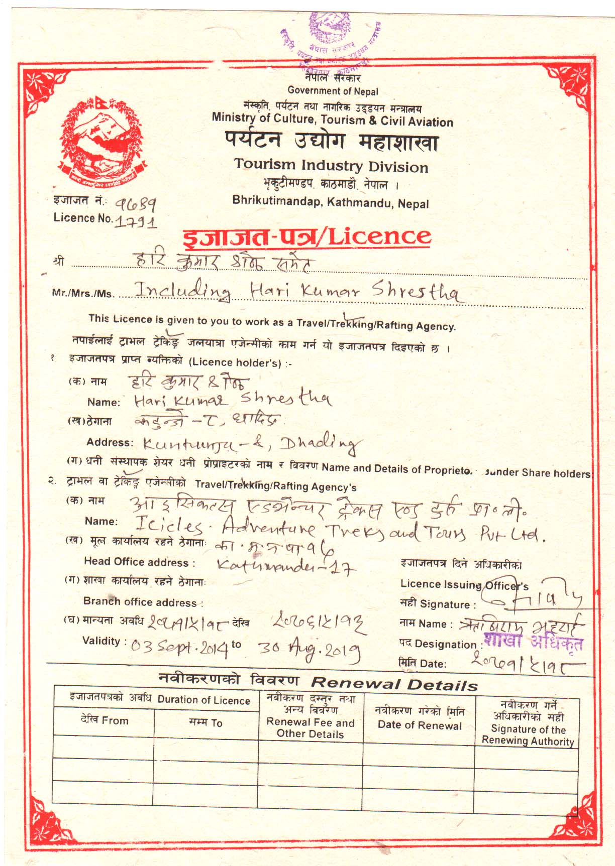 Tourism License 